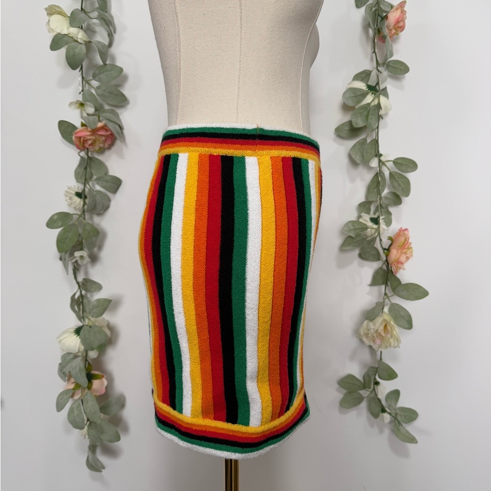 Casablanca Striped Cotton Towelling Skirt - Picture 6 of 9